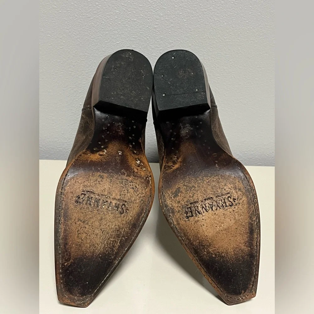 Shyanne Womens Sz 8.5M Western Cowgirl Cowboy Boots Snip Toe Brown Leather - Picture 12 of 16